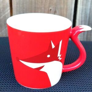 Starbucks Red & White Fox Coffee Mug Cup 2012 Holiday Figural  3.5"